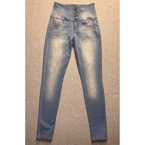 YMI Skinny High Rise Jeans Juniors Size 5 Light Wash Multi Button Fly Stretch